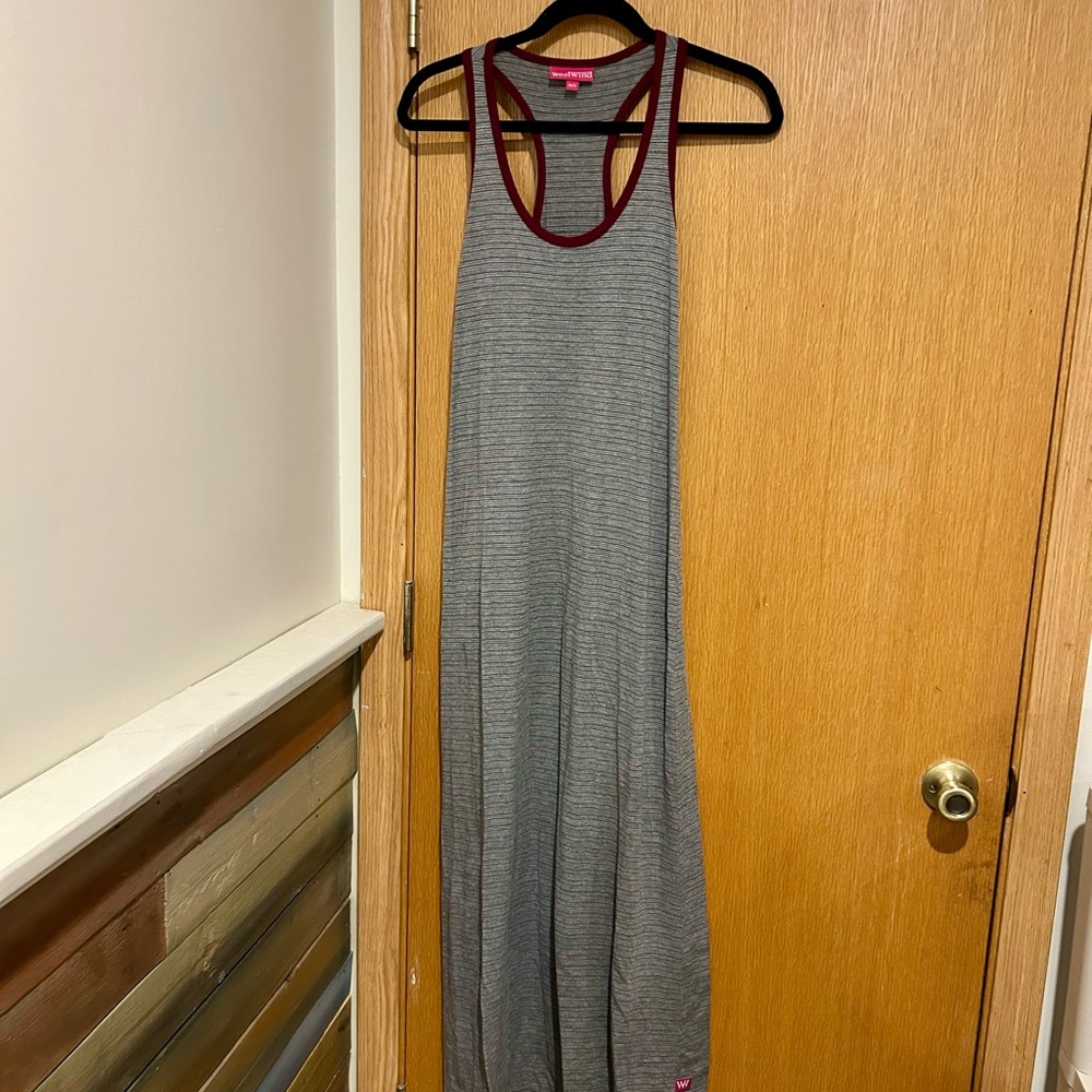 Gray and Burgundy Women's Maxi Dress